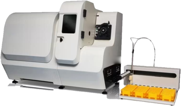 The NexaLab Aeromet II tandem quadrupole mass spectrometer with its autosampler tray.